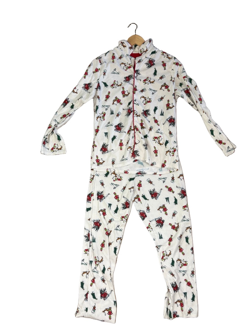 Dr Seuss The Grinch Christmas Pajama Set Womens Holiday Button Up PJs